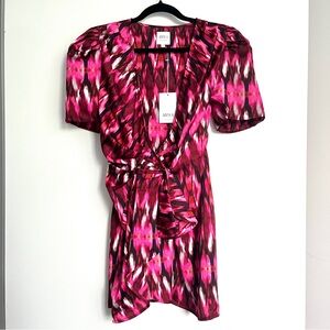 Misa Los Angeles Fuschia White Amina Dress Small